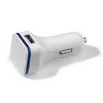 USB-lader voor het opladen van 2 apparaten tegelijk 2.1A en 1A kleur wit/blauw