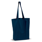 Canvas katoenen tas met lange handvatten in diverse kleuren 250 g/m2 kleur donkerblauw