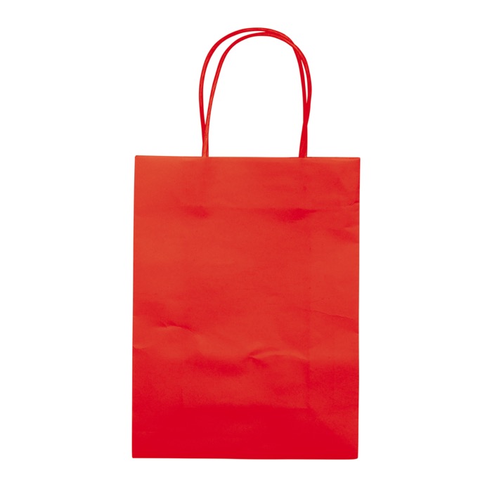 Kleine gekleurde kraft cadeau papieren tas 120 g/m2 kleur rood tweede weergave