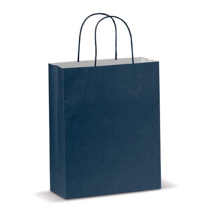 Middelgrote gekleurde kraft cadeau papieren tas 120 g/m2 kleur donkerblauw