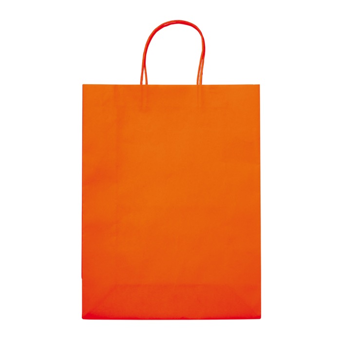 Grote gekleurde kraft cadeau papieren tas 120 g/m2 kleur oranje tweede weergave