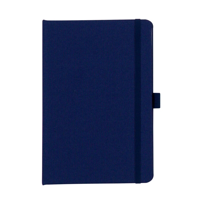 Hardcover RPET-notitieboek met elastische band en penhouder A5 kleur donkerblauw tweede weergave