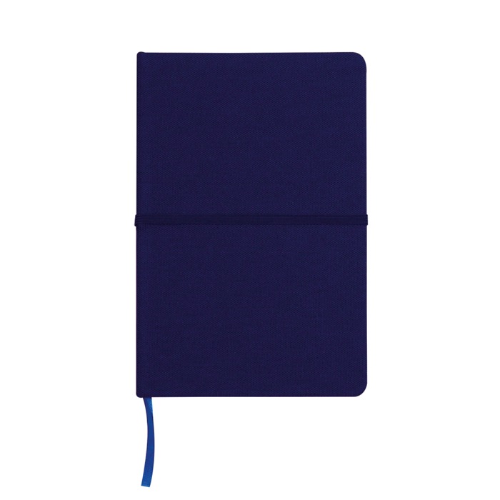 Hardcover RPET-notitieboek met horizontale elastische band A5 kleur donkerblauw tweede weergave