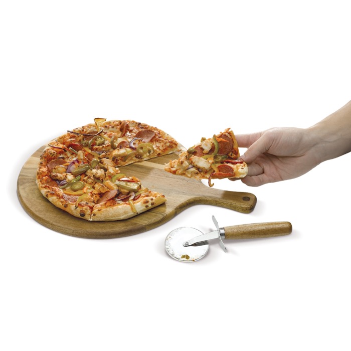 Acaciahouten pizzaplank met pizzasnijder inbegrepen kleur hout tweede weergave