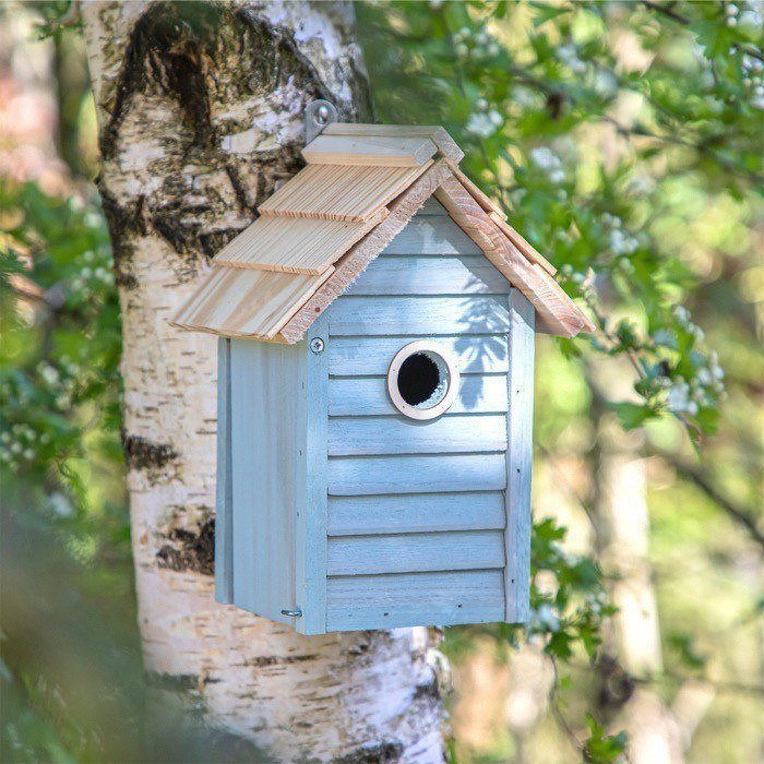 Pastelgekleurde nestkast met opening van 30mm voor kleine vogels kleur lichtblauw vijfde weergave