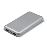 Metalen powerbank met USB-A en type C poorten 8000mAh kleur zilver