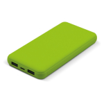 Rubberen powerbank met USB-A en type C poorten 8000 mAh kleur limoen groen