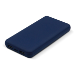 Rubberen powerbank met USB-A en type C poorten 8000 mAh kleur donkerblauw