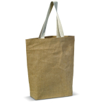 Jute tas met dikke canvas handvatten 340 g/m2 en capaciteit van 8kg kleur naturel