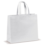 Tas van mat gelamineerd non-woven materiaal in kleuren met handvatten kleur wit