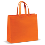 Tas van mat gelamineerd non-woven materiaal in kleuren met handvatten kleur oranje