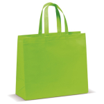 Tas van mat gelamineerd non-woven materiaal in kleuren met handvatten kleur limoen groen