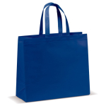 Tas van mat gelamineerd non-woven materiaal in kleuren met handvatten kleur donkerblauw