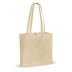 Grote katoenen tas met OEKO-TEX certificering en zijvouw 140 g/m2 kleur beige