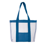 Strandtas van gaas in kleuren met voorvak kleur wit/blauw derde weergave