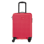 Getextureerde 4-wiel trolley in diverse kleuren met etiket. kleur rood vijfde weergave