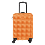 Getextureerde 4-wiel trolley in diverse kleuren met etiket. kleur oranje vijfde weergave