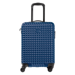 Getextureerde 4-wiel trolley in diverse kleuren met etiket. kleur donkerblauw vijfde weergave