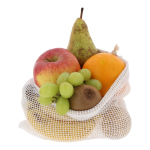 Herbruikbare katoenen tas voor fruit en groenten 25x30 cm kleur wit derde weergave