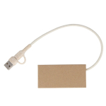 Hub van gerecycled papier met 2 USB-ingangen en een USB-C ingang kleur naturel vierde weergave