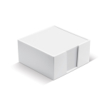 Kubus met 320 witte notitiebladen in een plastic kubus 10x10x5 cm kleur wit