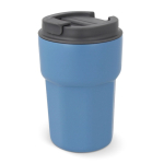 Dubbelwandige RVS takeaway beker met siliconen deksel 350ml kleur blauw