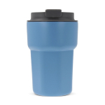 Dubbelwandige RVS takeaway beker met siliconen deksel 350ml kleur blauw derde weergave