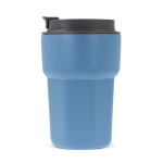 Dubbelwandige RVS takeaway beker met siliconen deksel 350ml kleur blauw vierde weergave