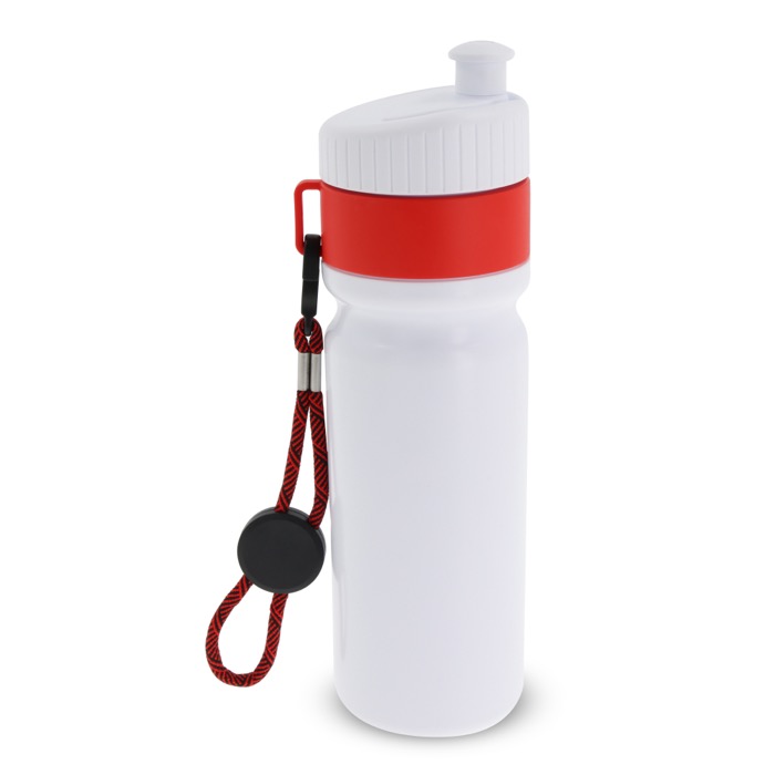 BPA-vrije sportfles met kleuraccent en riem 500ml kleur rood tweede weergave