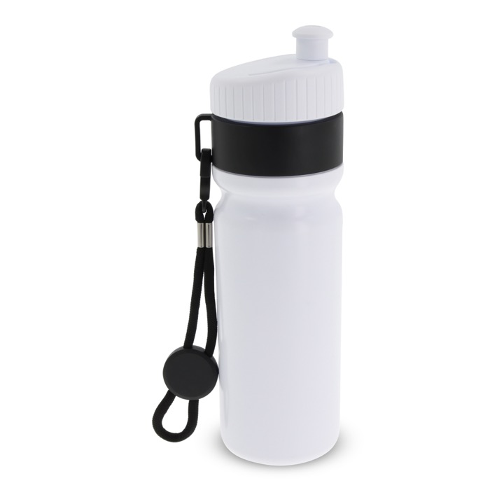 BPA-vrije sportfles met kleuraccent en riem 500ml kleur wit/zwart tweede weergave