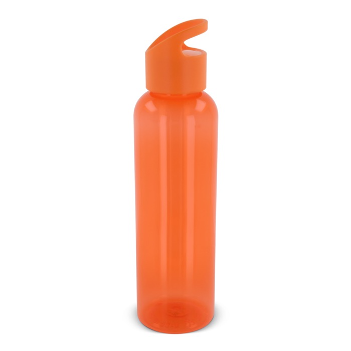 RPET fles in transparante kleuren met geometrisch handvat 600ml kleur oranje