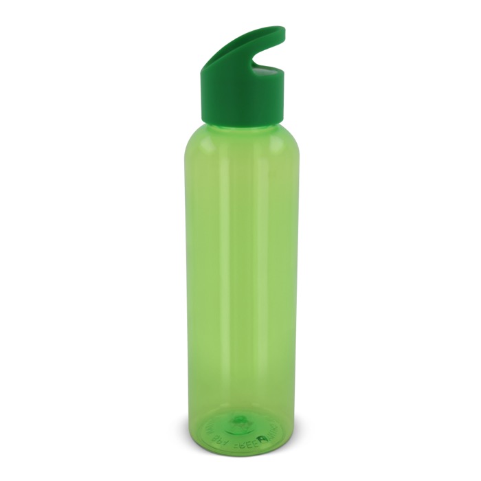 RPET fles in transparante kleuren met geometrisch handvat 600ml kleur limoen groen