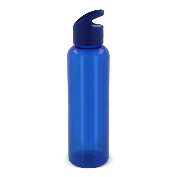 RPET fles in transparante kleuren met geometrisch handvat 600ml kleur donkerblauw