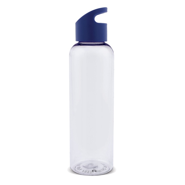 Transparante RPET fles met gekleurd geometrisch handvat 600ml kleur doorzichtig blauw