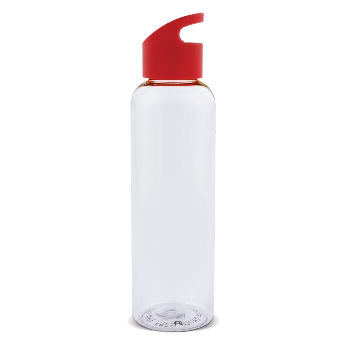 Transparante RPET fles met gekleurd geometrisch handvat 600ml kleur doorzichtig rood