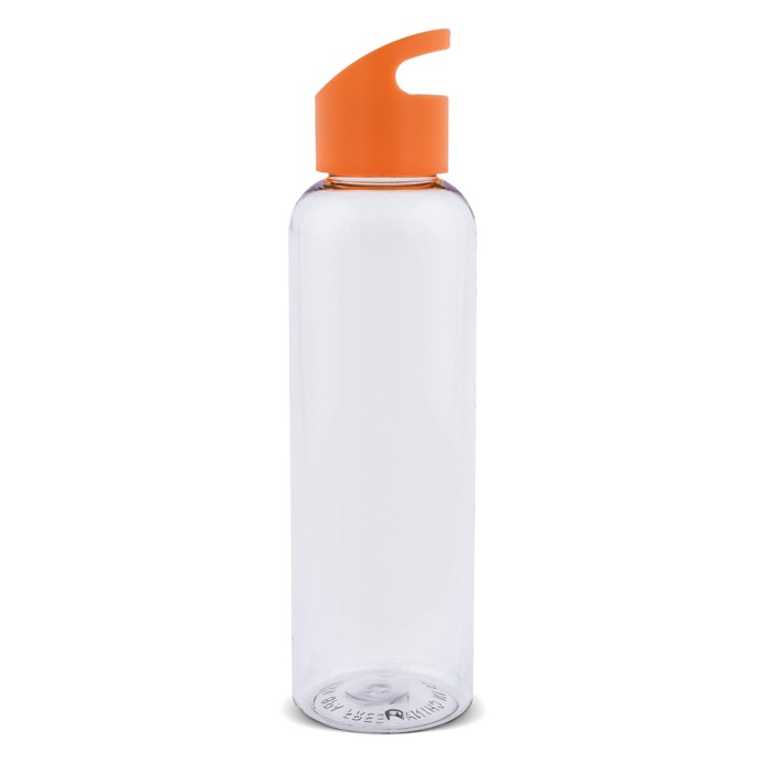 Transparante RPET fles met gekleurd geometrisch handvat 600ml kleur doorzichtig oranje