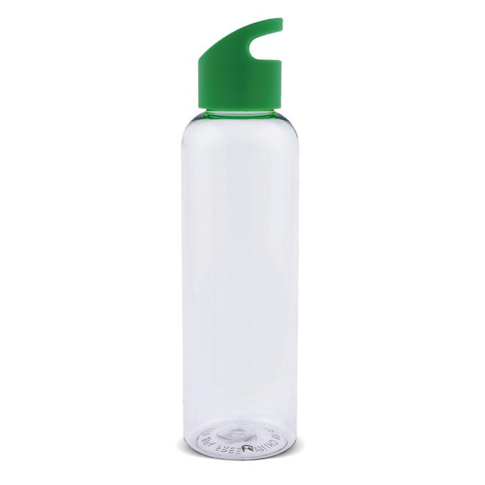 Transparante RPET fles met gekleurd geometrisch handvat 600ml kleur doorzichtig limoen groen