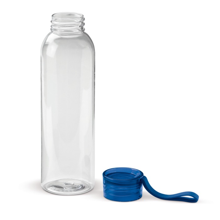 Plastic fles met dop en gekleurd draaghandvat 600ml kleur doorzichtig blauw tweede weergave