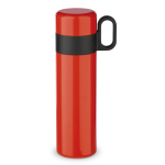 RVS thermosfles met beker en handgreep als dop 350ml kleur rood