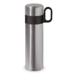 RVS thermosfles met beker en handgreep als dop 350ml kleur zilver