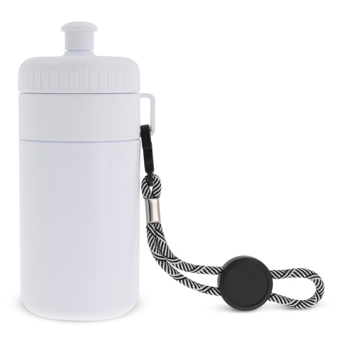 Witte BPA-vrije bidon met draagkoord 500ml kleur wit