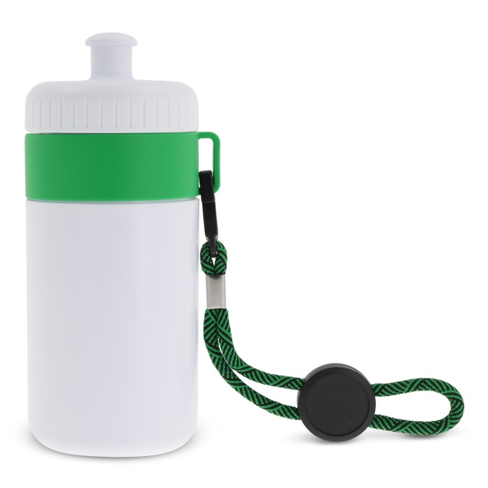 Witte BPA-vrije bidon met draagkoord 500ml kleur groen