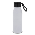 Matte RVS fles met koord 600ml kleur wit