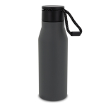 Matte RVS fles met koord 600ml kleur donkergrijs