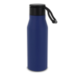 Matte RVS fles met koord 600ml kleur donkerblauw