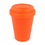 Felle kleuren herbruikbare plastic takeaway beker 250ml kleur oranje