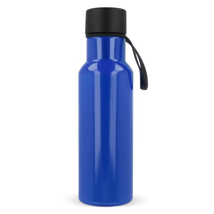 RPET fles met gekleurde rubberen draaggreep 600ml kleur blauw tweede weergave