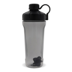 Plastic shaker voor de sportschool met elegante zwarte dop 900ml kleur zwart