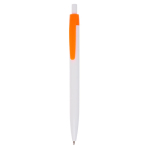 Plastic balpen met gekleurde clip en drukknop, zwarte inkt kleur oranje