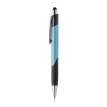 Plastic balpen in diverse kleuren met stylus en blauwe inkt kleur turkoois